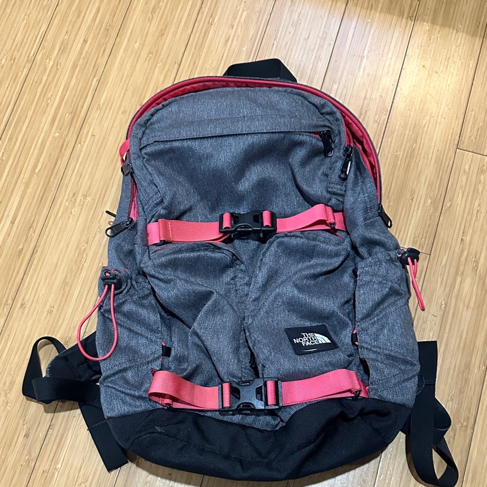 The North Face Charcoal/Coral Backpack with laptop pouch